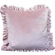 Dusty Pink Velvet-Ruffle Pillow Cover