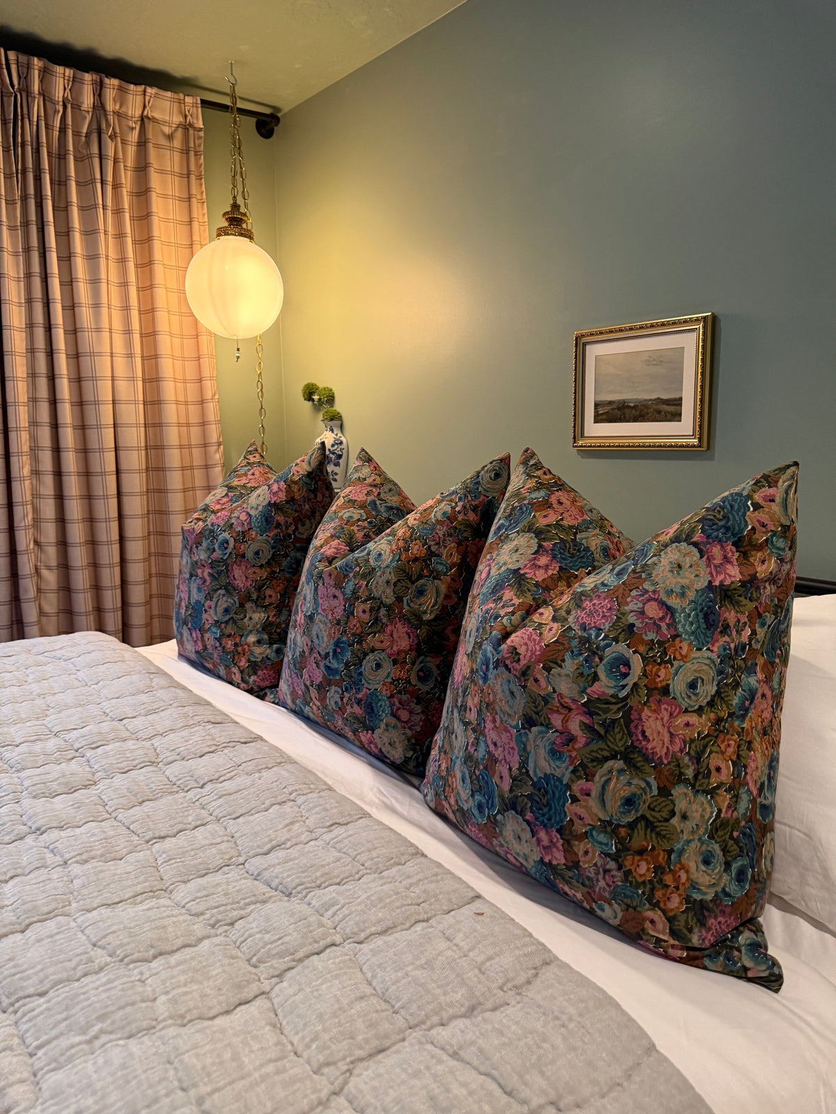 Handmade Pillow Set of Three Pillows from Vintage Fabric