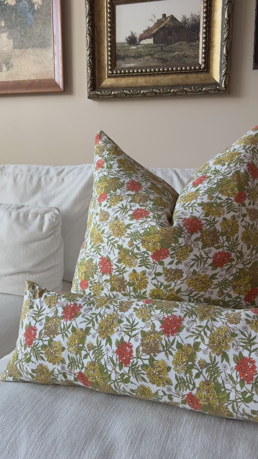 Load video: Handmade Pillow Set of Four Pillows from Vintage Fabric