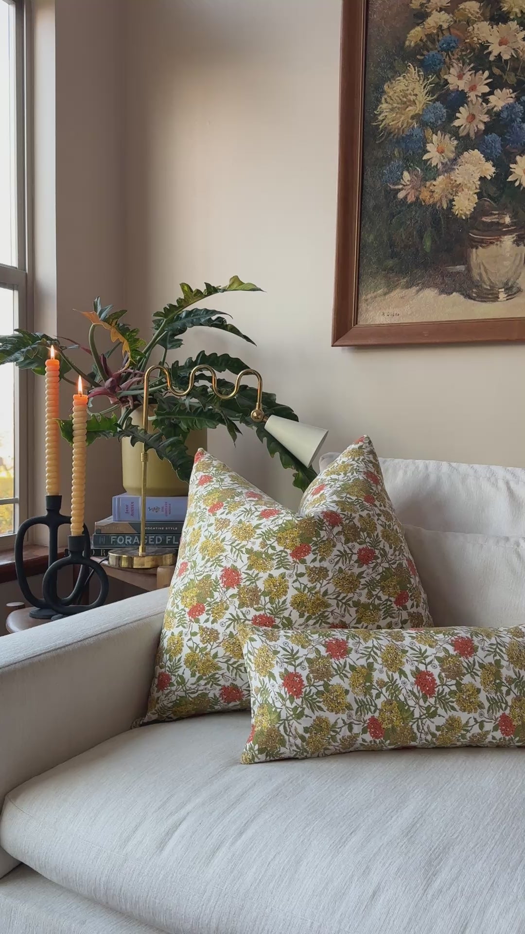 Load video: Handmade Pillow Set of Four Pillows from Vintage Fabric