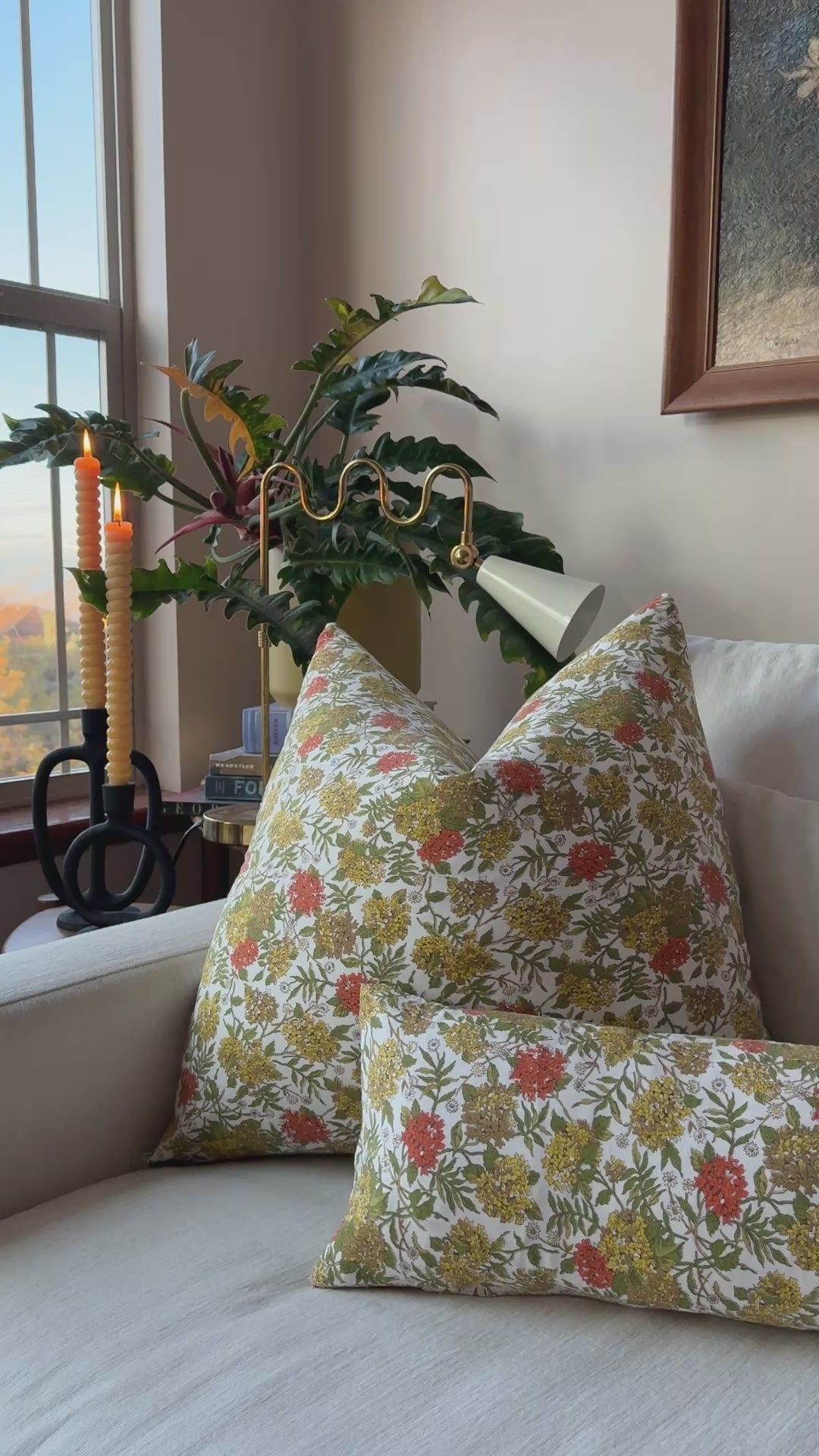 Load video: Handmade Pillow Set of Four Pillows from Vintage Fabric